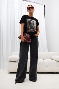 MISS CITY OFFICIAL Damski T-Shirt Meditation (czarny)