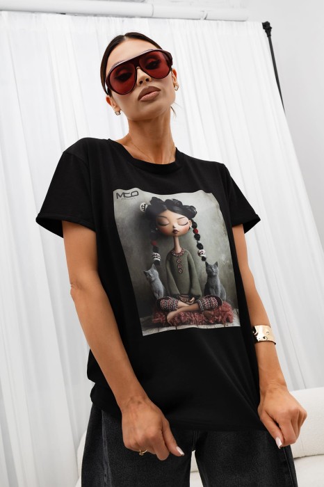 MISS CITY OFFICIAL Damski T-Shirt Meditation (czarny)