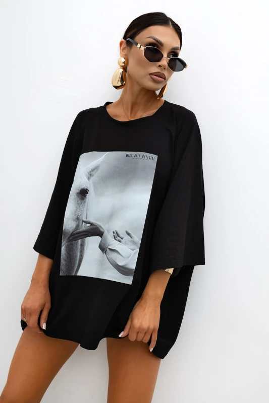 MISS CITY OFFICIAL Damski T-shirt Touch (czarny)