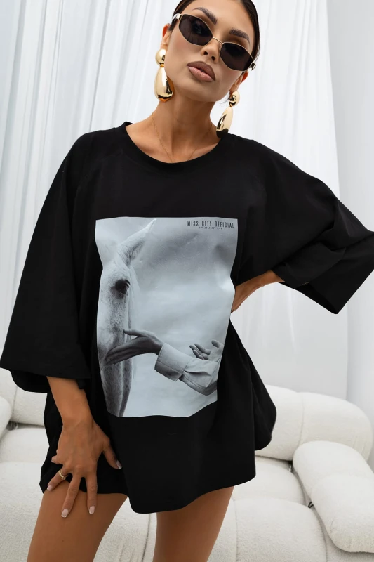 MISS CITY OFFICIAL Damski T-shirt Touch (czarny)