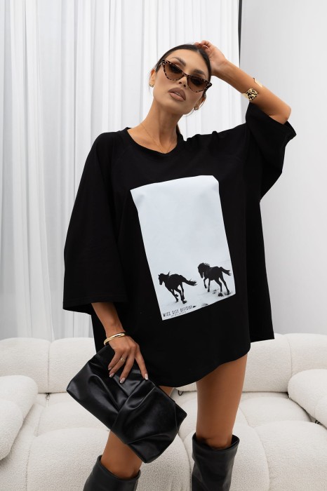 MISS CITY OFFICIAL Damski T-shirt Horsecore Baby (czarny)