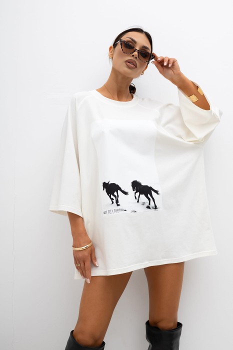 MISS CITY OFFICIAL Damski T-shirt Horsecore Baby (biały)