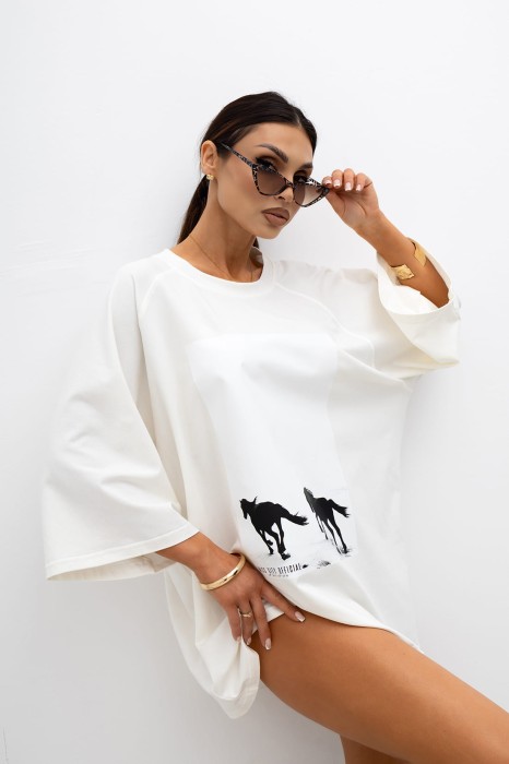 MISS CITY OFFICIAL Damski T-shirt Horsecore Baby (biały)