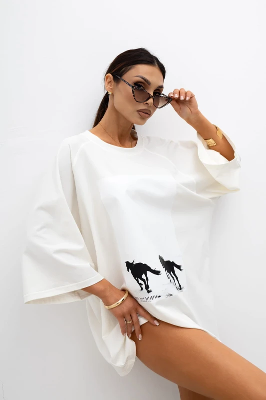 MISS CITY OFFICIAL Damski T-shirt Horsecore Baby (biały)