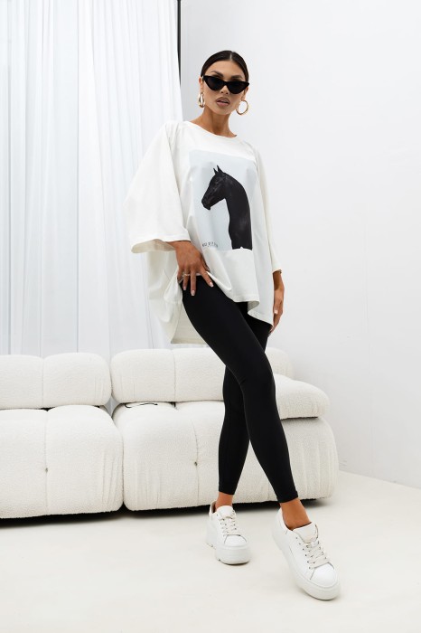 MISS CITY OFFICIAL Damski T-shirt Horse (biały)