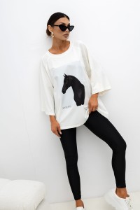 MISS CITY OFFICIAL Damski T-shirt Horse (biały)