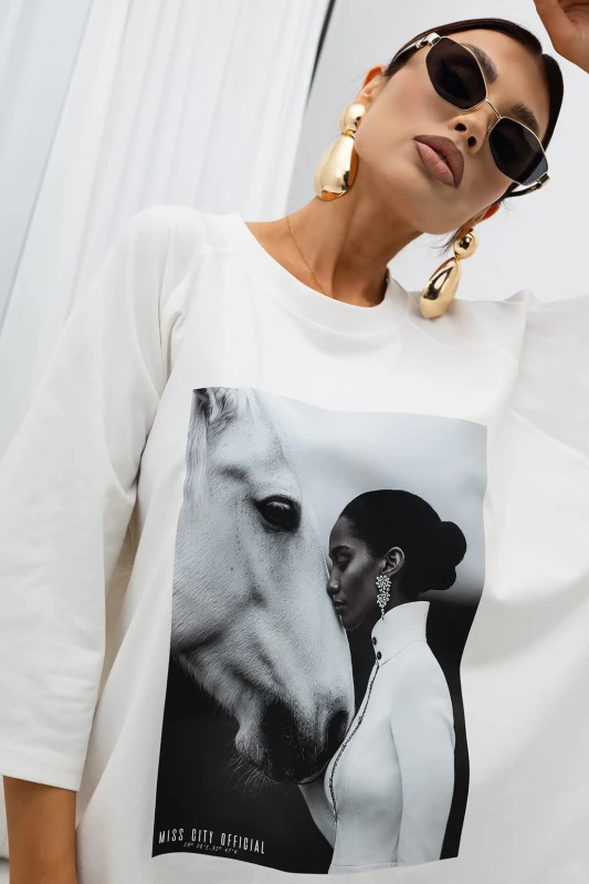 MISS CITY OFFICIAL Damski T-shirt Calm (biały)