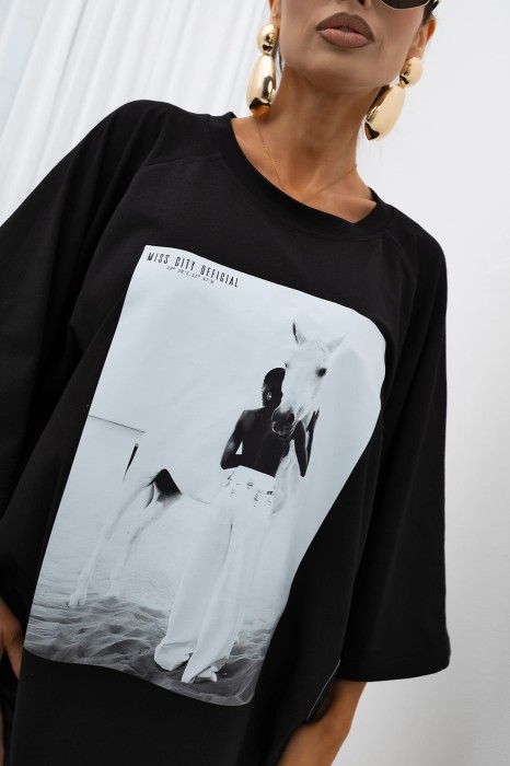 MISS CITY OFFICIAL Damski T-shirt Stillness (czarny)