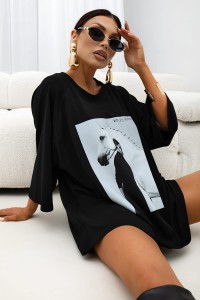 MISS CITY OFFICIAL Damski T-shirt Silent Power (czarny)