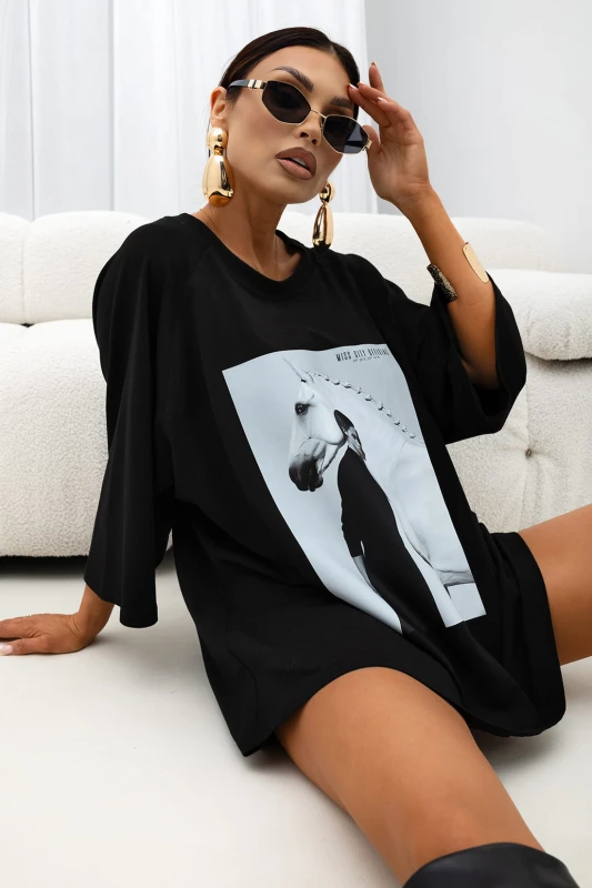 MISS CITY OFFICIAL Damski T-shirt Silent Power (czarny)