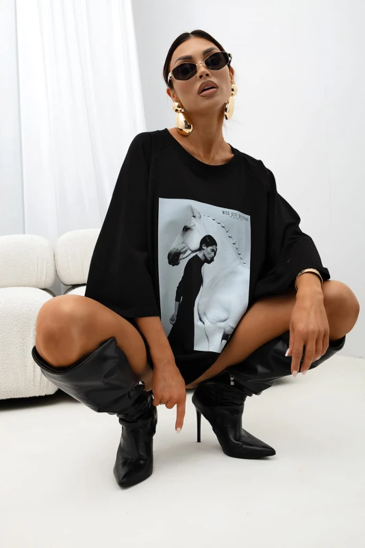 MISS CITY OFFICIAL Damski T-shirt Silent Power (czarny)