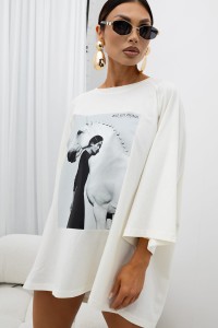 MISS CITY OFFICIAL Damski T-shirt Silent Power (biały)