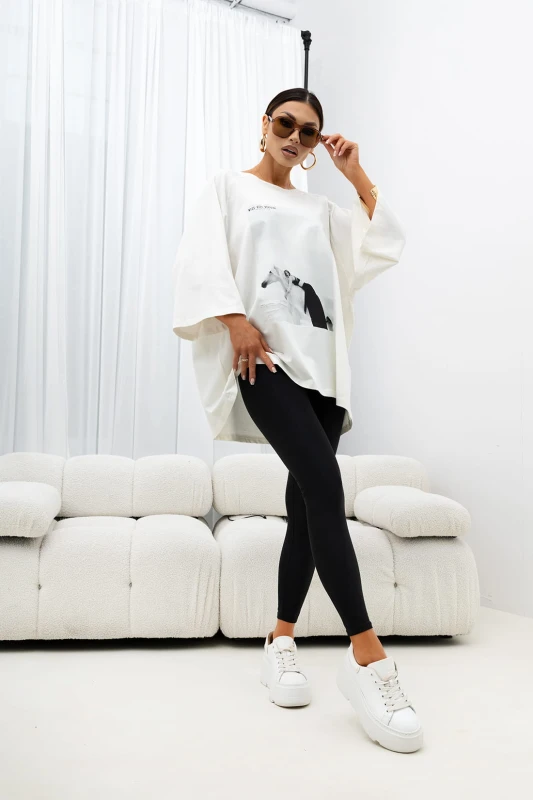 MISS CITY OFFICIAL Damski T-shirt Saddle Mood (biały)