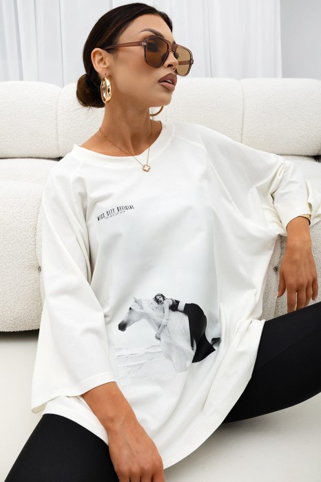 MISS CITY OFFICIAL Damski T-shirt Saddle Mood (biały)