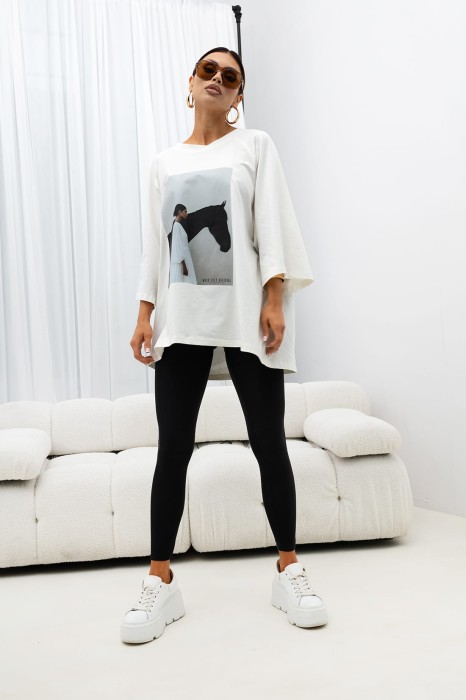 MISS CITY OFFICIAL Damski T-shirt Savage Elegnace (biały)