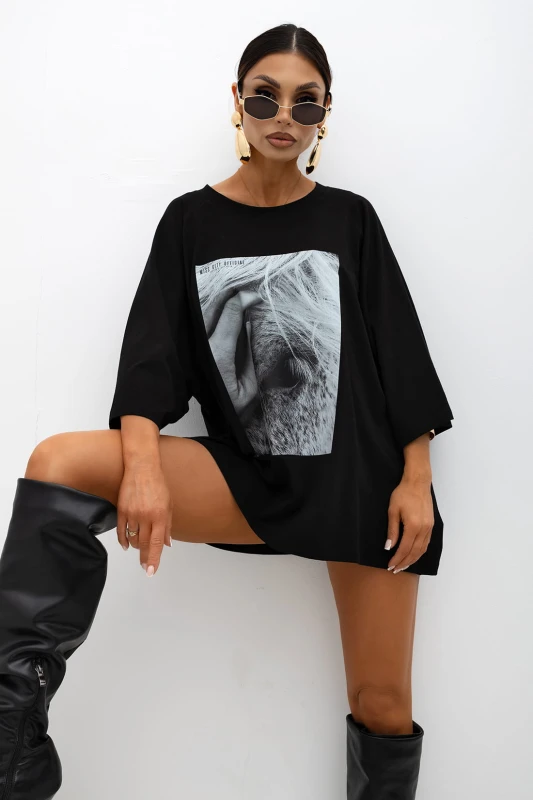 MISS CITY OFFICIAL Damski T-shirt Wild Muse (czarny)