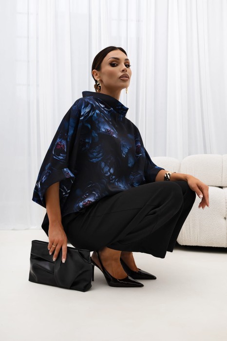 MISS CITY OFFICIAL Damska Bluzka Kimono Peony (niebieski)
