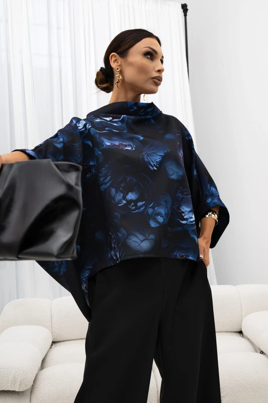 MISS CITY OFFICIAL Damska Bluzka Kimono Peony (niebieski)