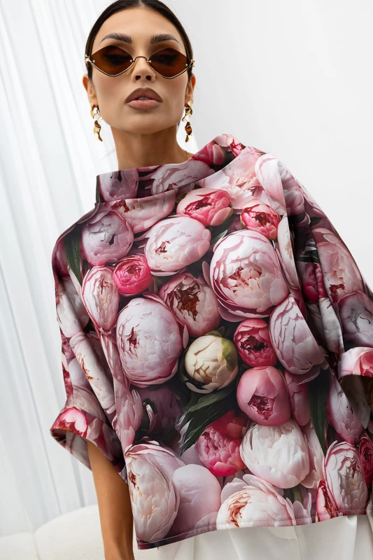 MISS CITY OFFICIAL Damska Bluzka Kimono Peony (jasny róż)