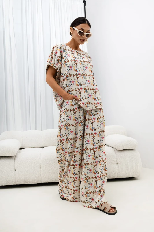 MISS CITY OFFICIAL Damskie Spodnie Wildflower (multicolor)