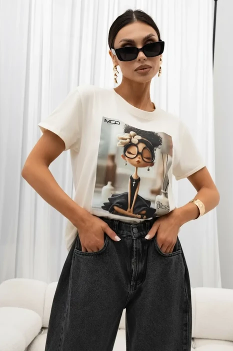 MISS CITY OFFICIAL Damski T-Shirt Glam Joga (biały)