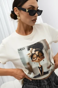MISS CITY OFFICIAL Damski T-Shirt Glam Joga (biały)