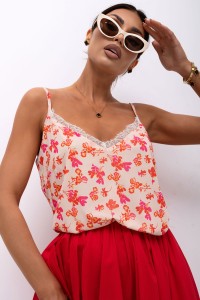 MISS CITY OFFICIAL Damski top na ramiączka ROMANCE - czerwony
