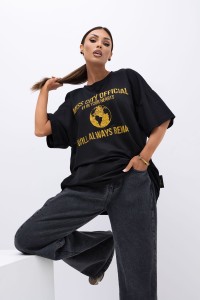 MISS CITY OFFICIAL Damski T-shirt Urban Globe (czarny)
