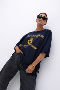 MISS CITY OFFICIAL Damski T-shirt Urban Globe (granatowy)