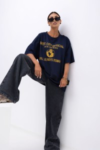 MISS CITY OFFICIAL Damski T-shirt Urban Globe (granatowy)