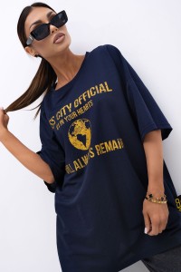 MISS CITY OFFICIAL Damski T-shirt Urban Globe (granatowy)