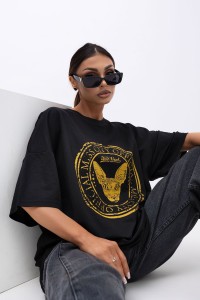 MISS CITY OFFICIAL Damski T-shirt Wild Heart - czarny