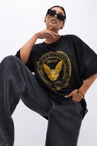 MISS CITY OFFICIAL Damski T-shirt Wild Heart - czarny