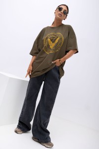 MISS CITY OFFICIAL Damski T-shirt Wild Heart - khaki