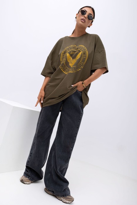 MISS CITY OFFICIAL Damski T-shirt Wild Heart - khaki