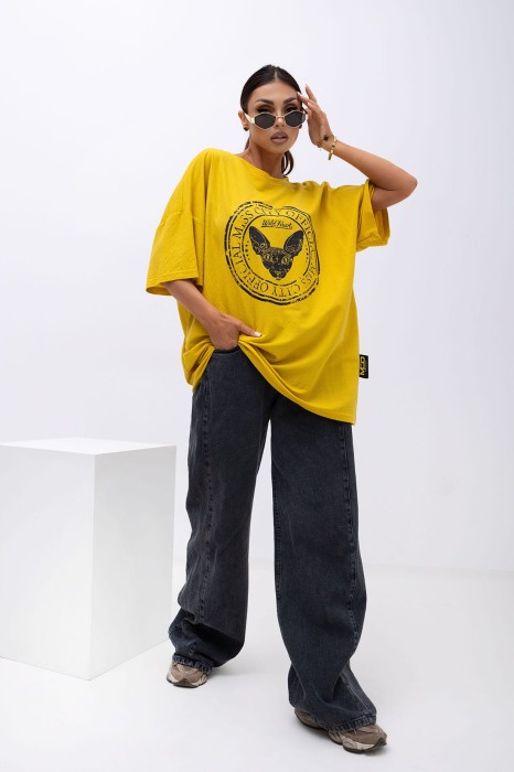 MISS CITY OFFICIAL Damski T-shirt Wild Heart - żółty