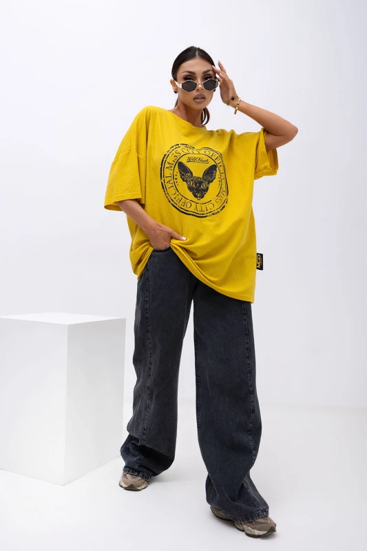 MISS CITY OFFICIAL Damski T-shirt Wild Heart - żółty