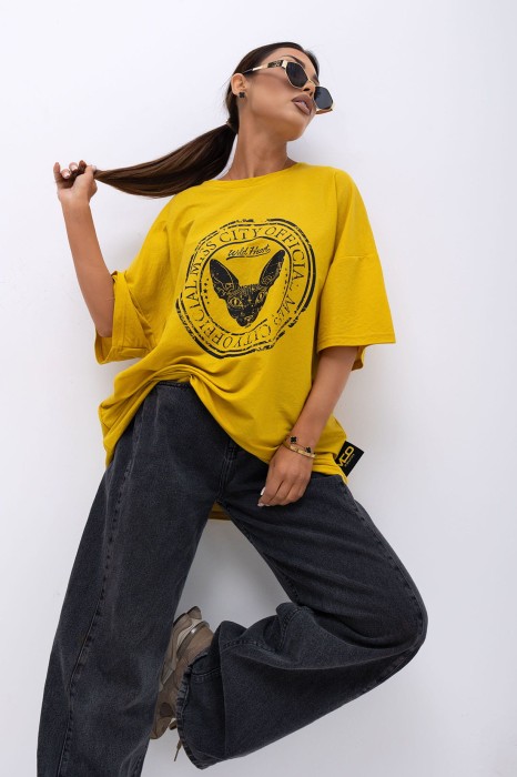 MISS CITY OFFICIAL Damski T-shirt Wild Heart - żółty