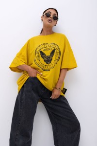 MISS CITY OFFICIAL Damski T-shirt Wild Heart - żółty