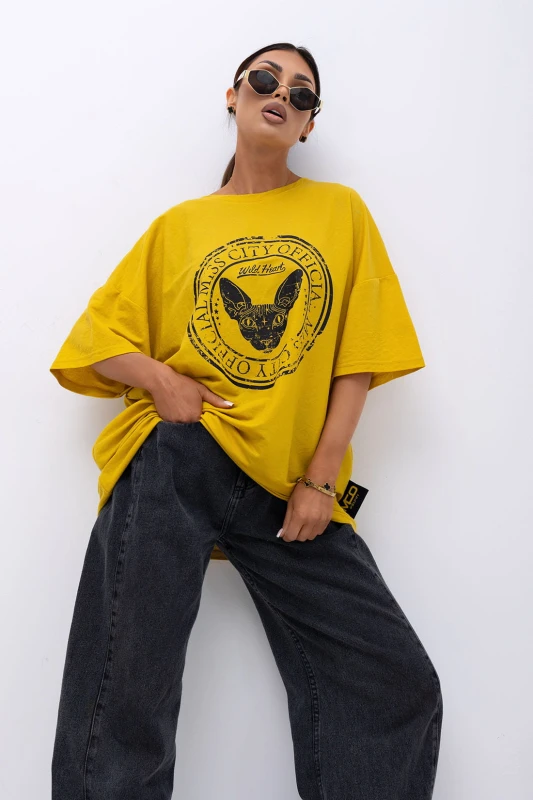 MISS CITY OFFICIAL Damski T-shirt Wild Heart - żółty